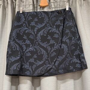 LOFT Black and Blue Floral Mini Skirt